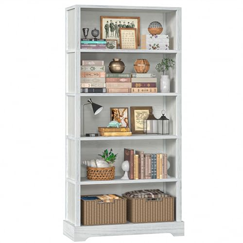 5-Shelf Wood Bookcase 65 Inch Tall Bookshelf D75553