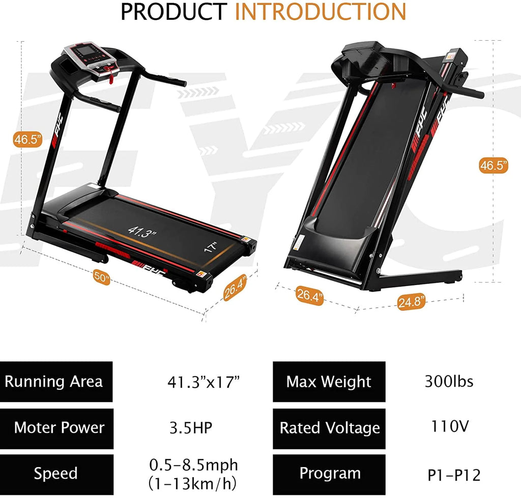 3.5HP Folding Treadmill with Incline T3724
