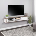 Wall Mounted White & Drifted Gray Media Console with Door X1395