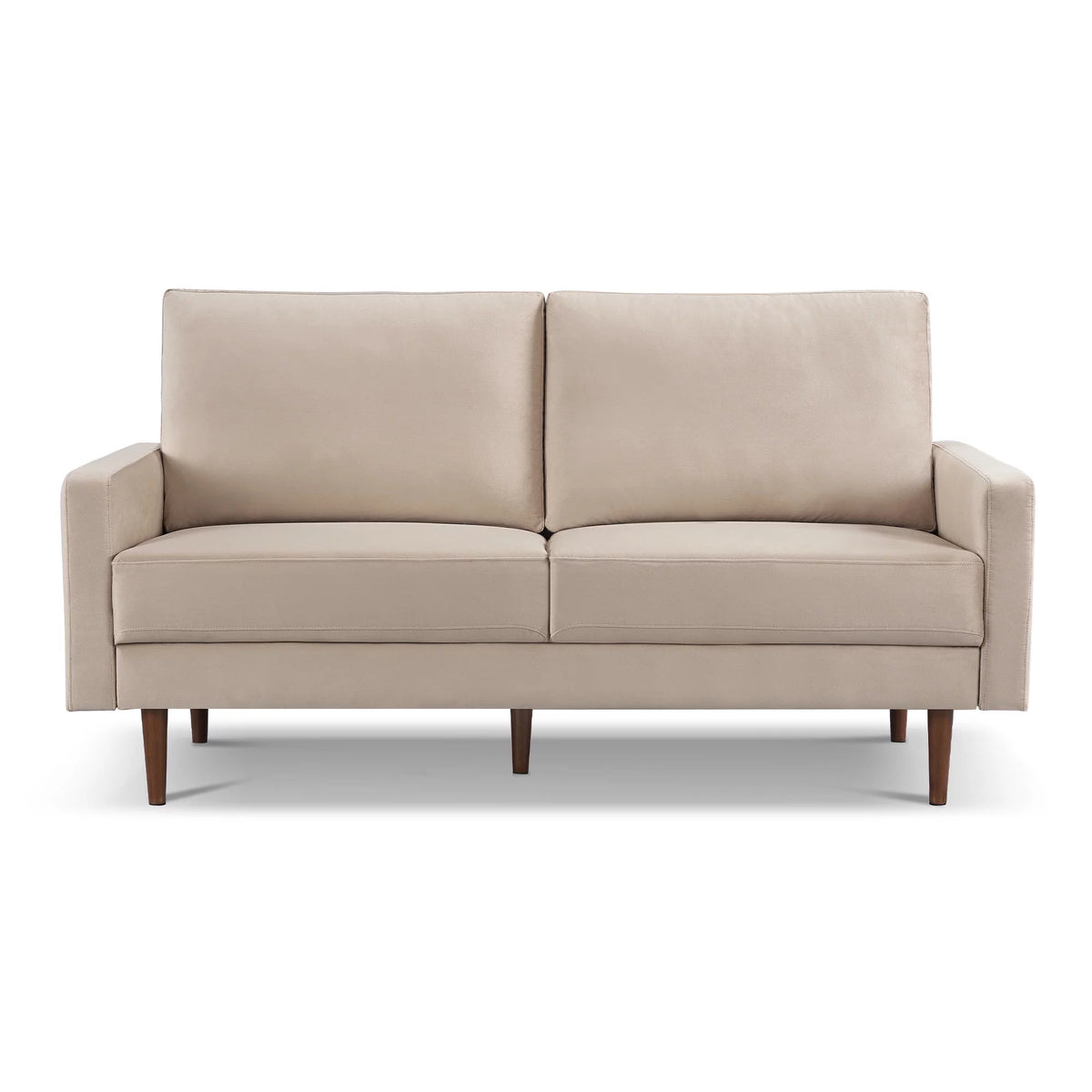 69 Inches Beige Velvet Upholstered Sofa W43003