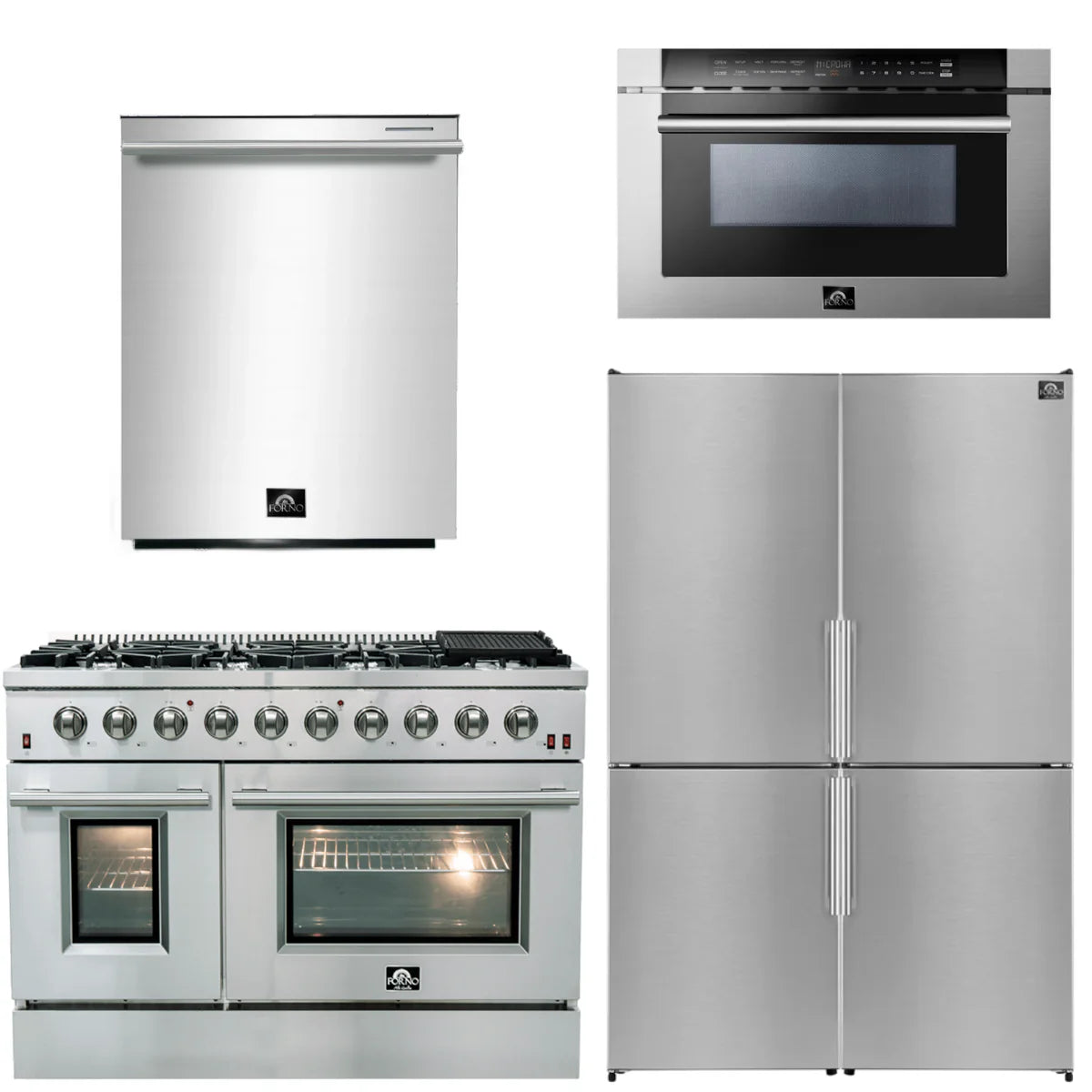 48 Gas Range, Dishwasher, Refrigerator, Microwave Drawer J712115