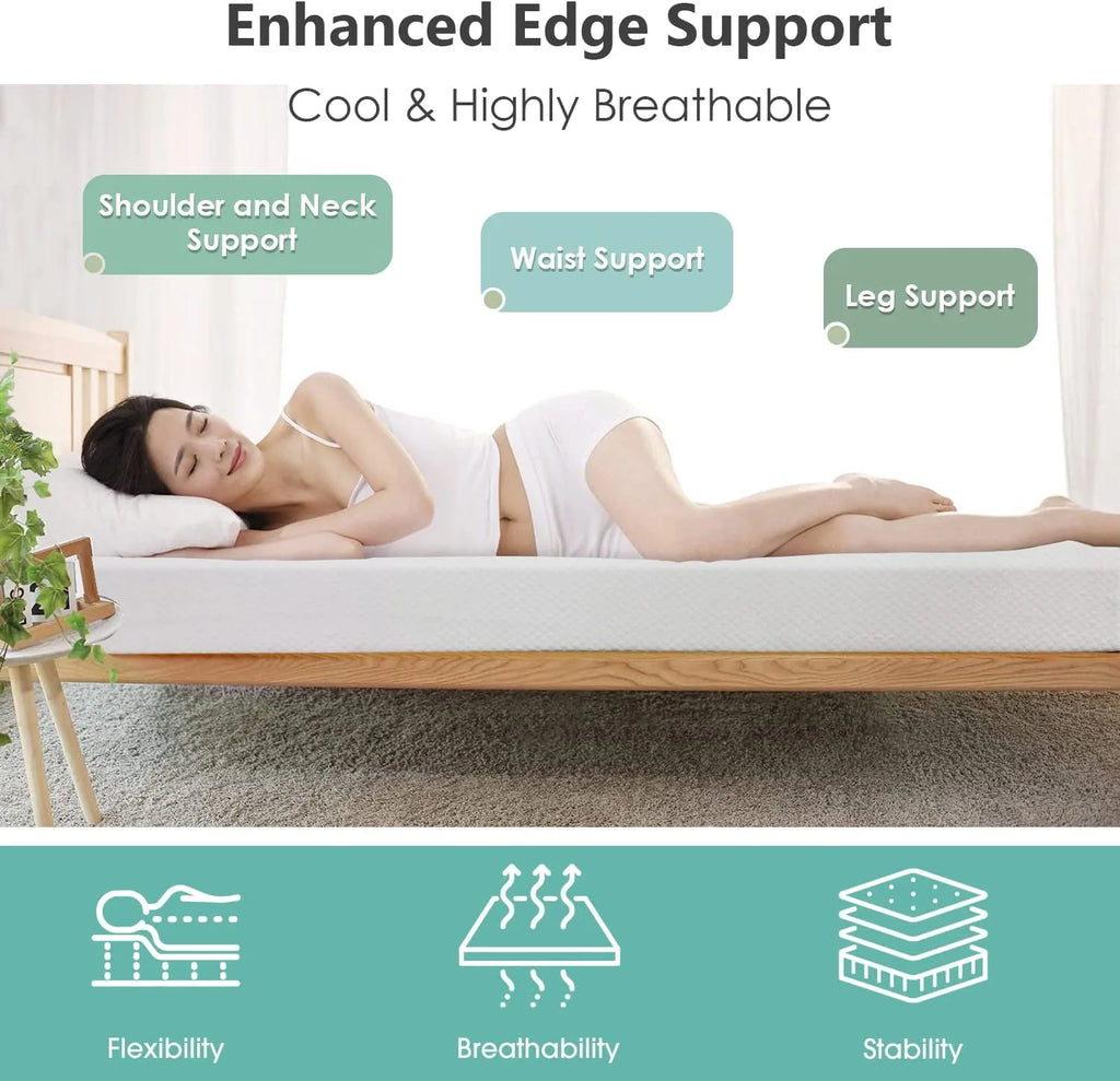 Gel Memory Foam Medium Firm Mattress, 10 in Full E569052
