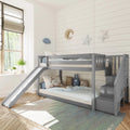 Wood Twin over Twin Bunk Bed with Staircase and Slide X5630