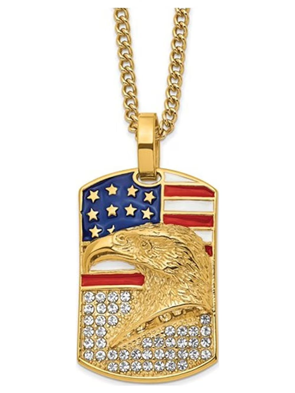 Yellow Plated Stainless Steel Dogtag Pendant Necklace C3434