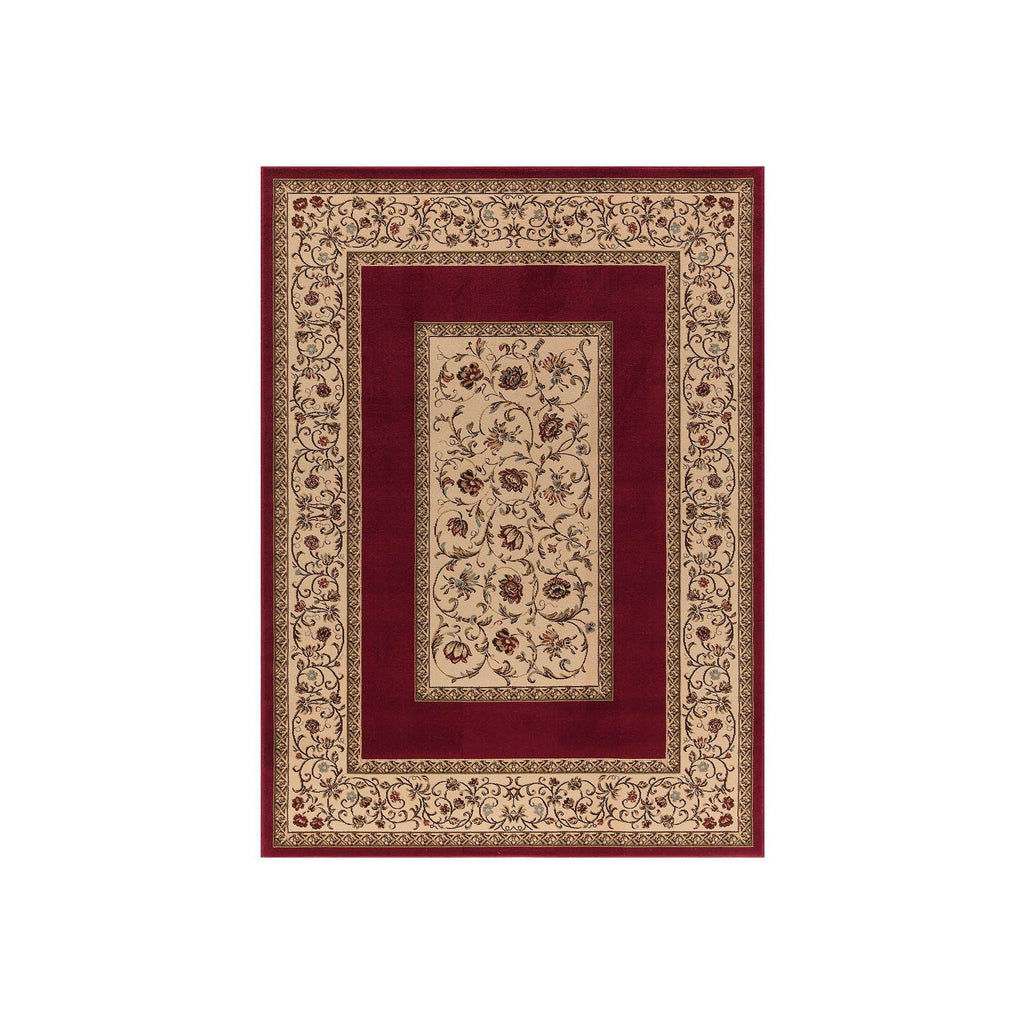 Ankara Floral Border Red Rug A13634