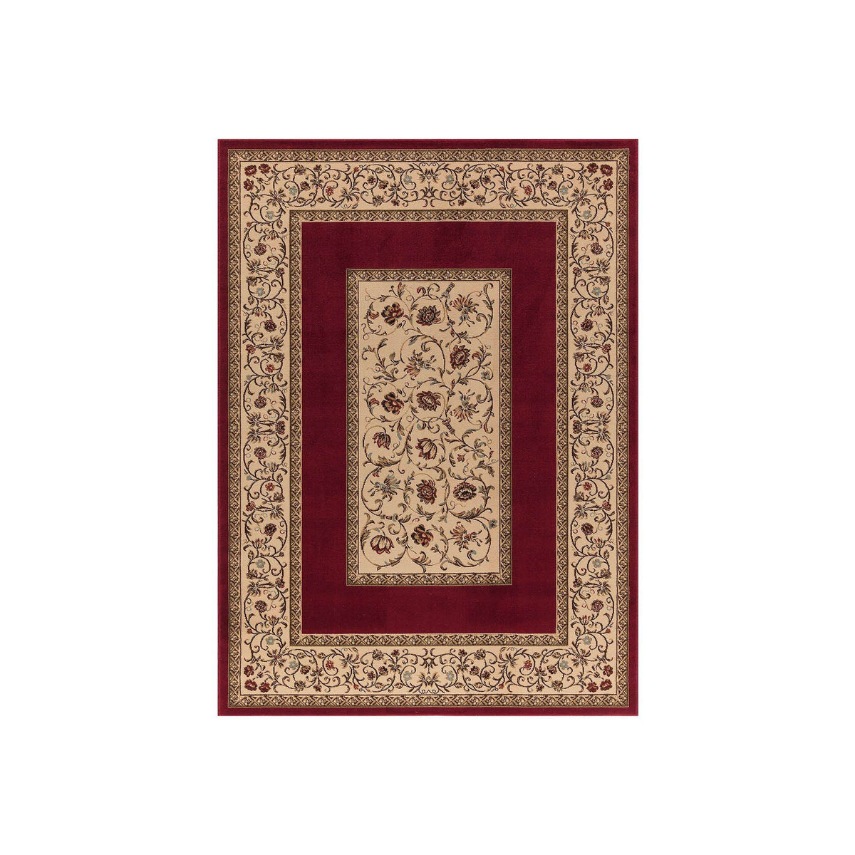 Ankara Floral Border Red Rug A13634