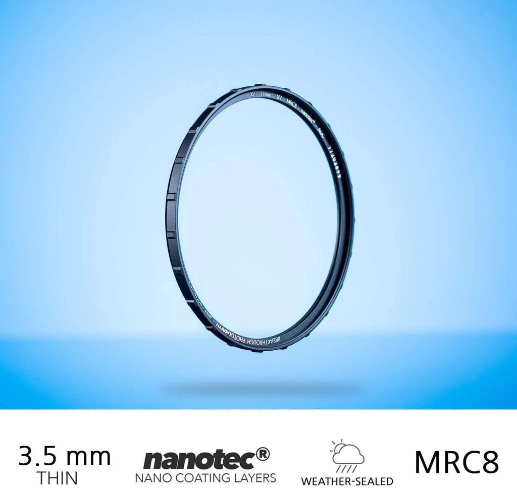 72mm X2 UV Filter for Camera Lenses with Lens Cloth D73746