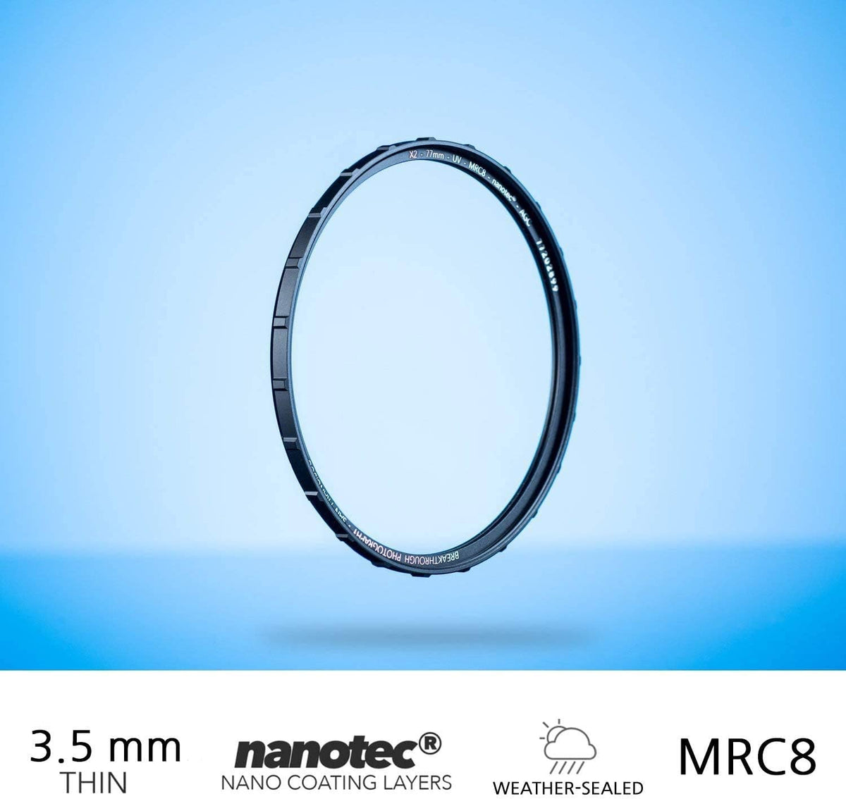 72mm X2 UV Filter for Camera Lenses with Lens Cloth D73746