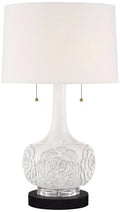 Table Lamp with White Floral Ceramic Drum Shade Q7660