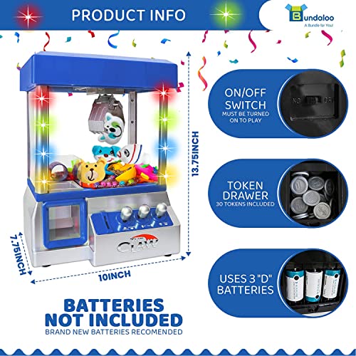 Blue Electronic Mini Candy and Toy Grabber Dispenser with Lights Sound & 4 Mini Plush Animals S846