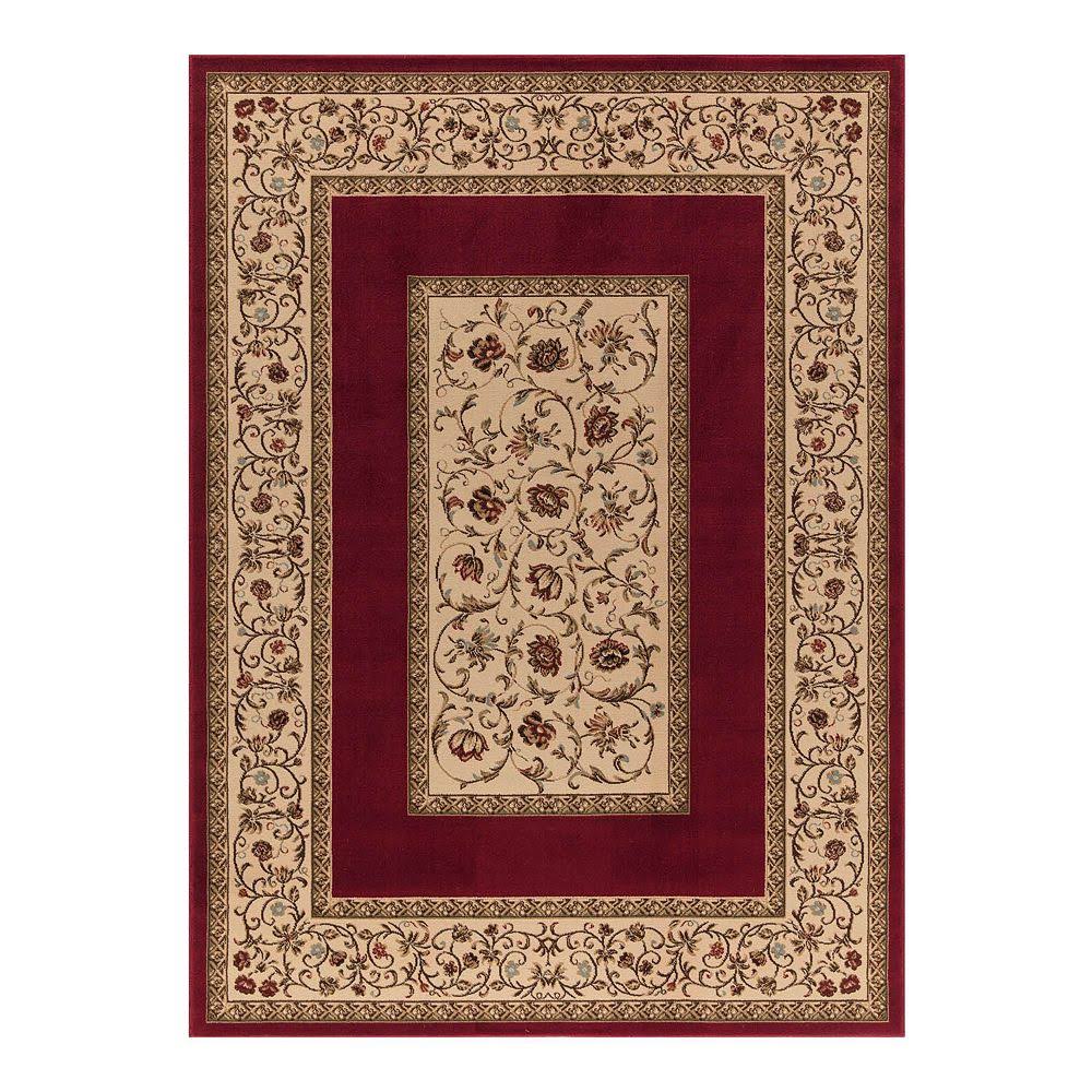 Ankara Floral Border Red Rug A13634