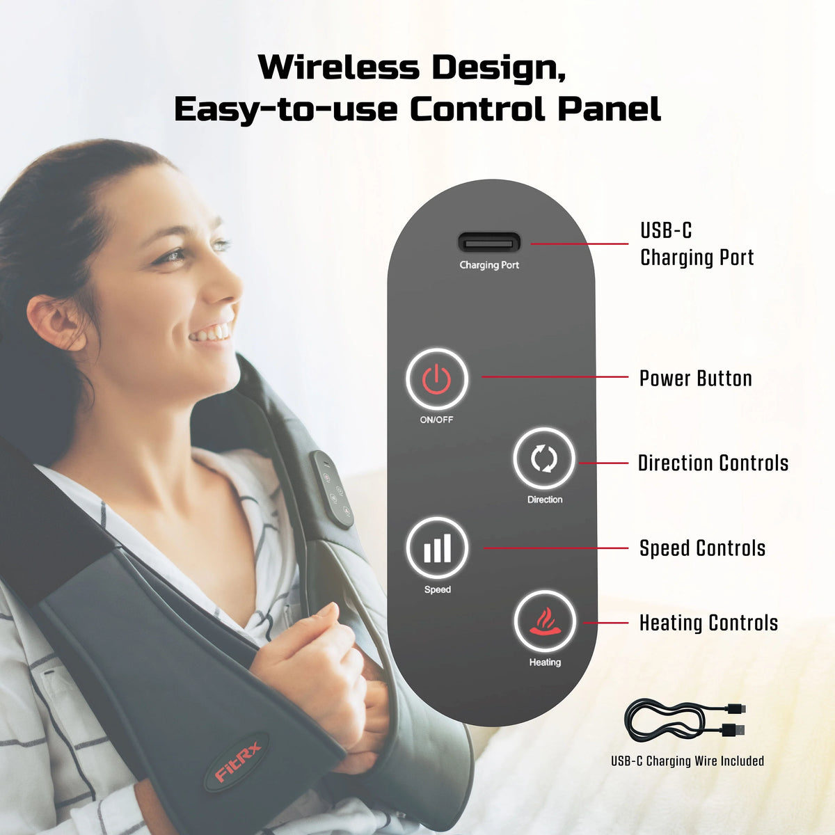 Cordless 3D Shiatsu Neck and Back Massager with Heat X46156