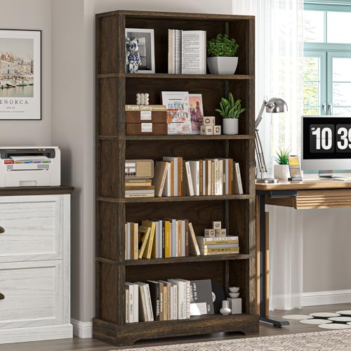 5-Shelf Wood Bookcase 65 Inch Tall Bookshelf D75553
