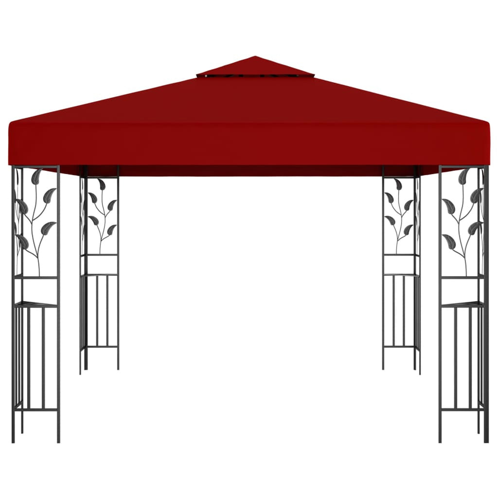 Steel Frame Gazebo Canopy Tent Sun Shelter Wine Red 118.1 x 118.1 x 98.4 Inches O5549
