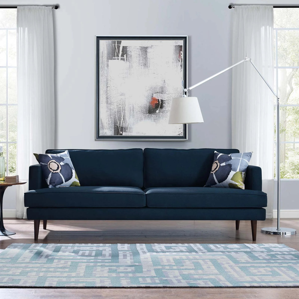 Blue Upholstered Fabric Sofa E6031