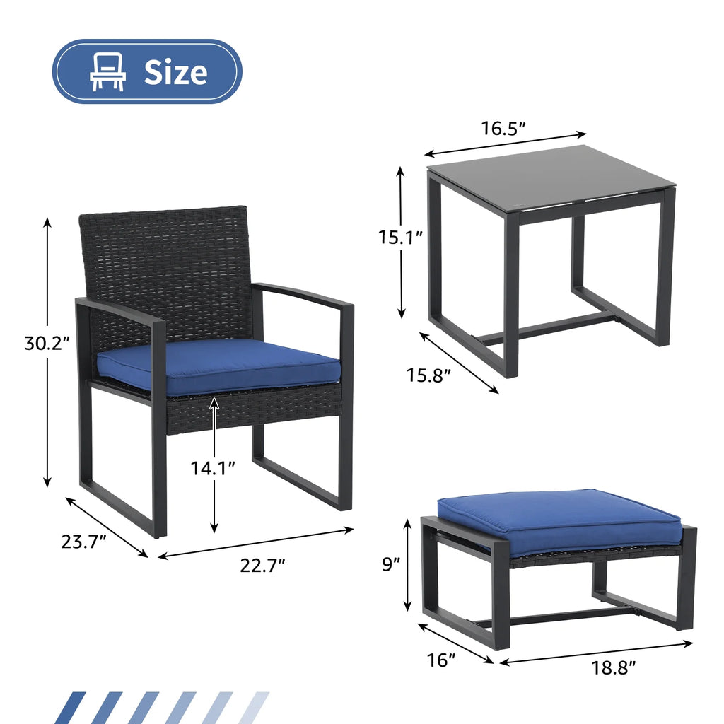 5-Piece Outdoor Furniture Set with Ottomans & Cushions P4051
