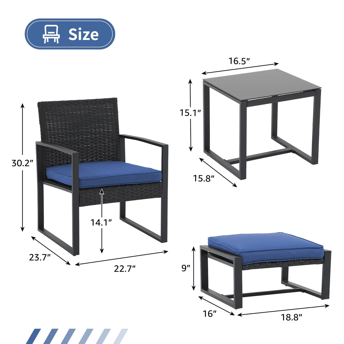 5-Piece Outdoor Furniture Set with Ottomans & Cushions P4051