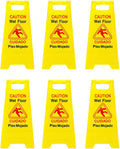 12 Packs 2-Sided Bilingual Caution Wet Floor Sign C8927