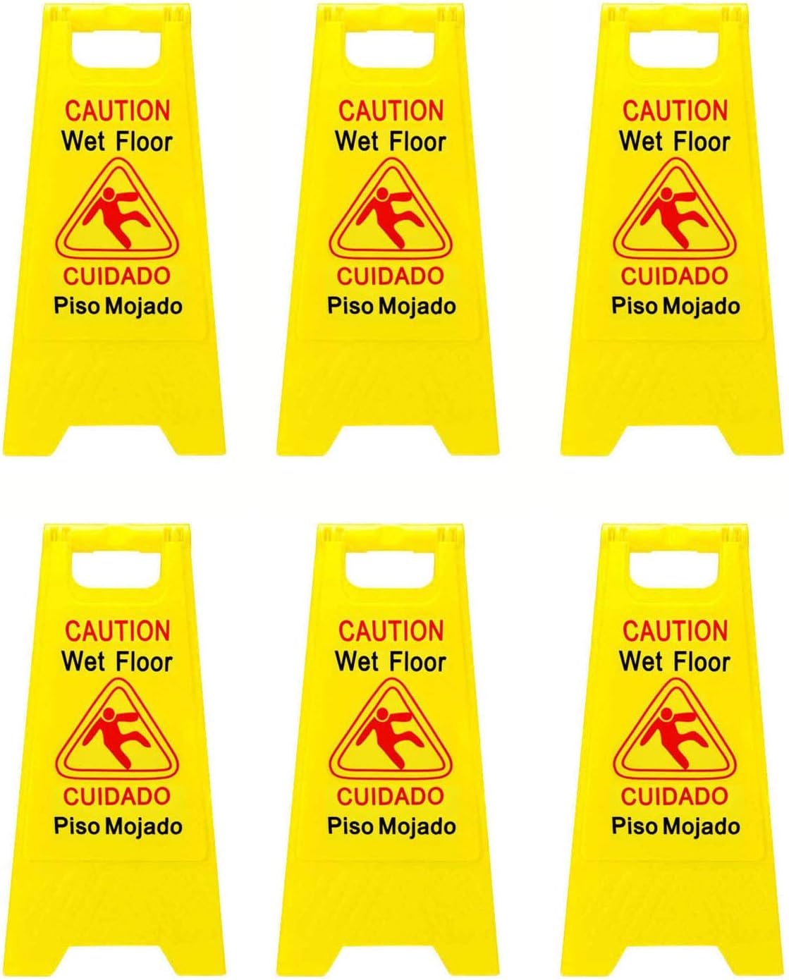 12 Packs 2-Sided Bilingual Caution Wet Floor Sign C8927
