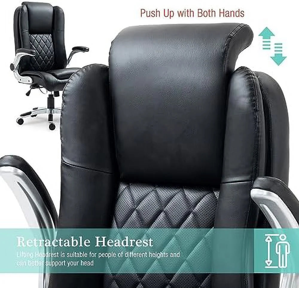 White Office Chair with Lifting Headrest and Flip-up Armrests N282896