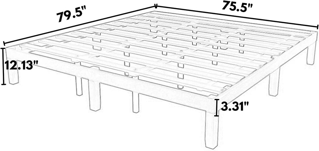 Queen Size Wood Platform Bed Frame with 10 Legs B590