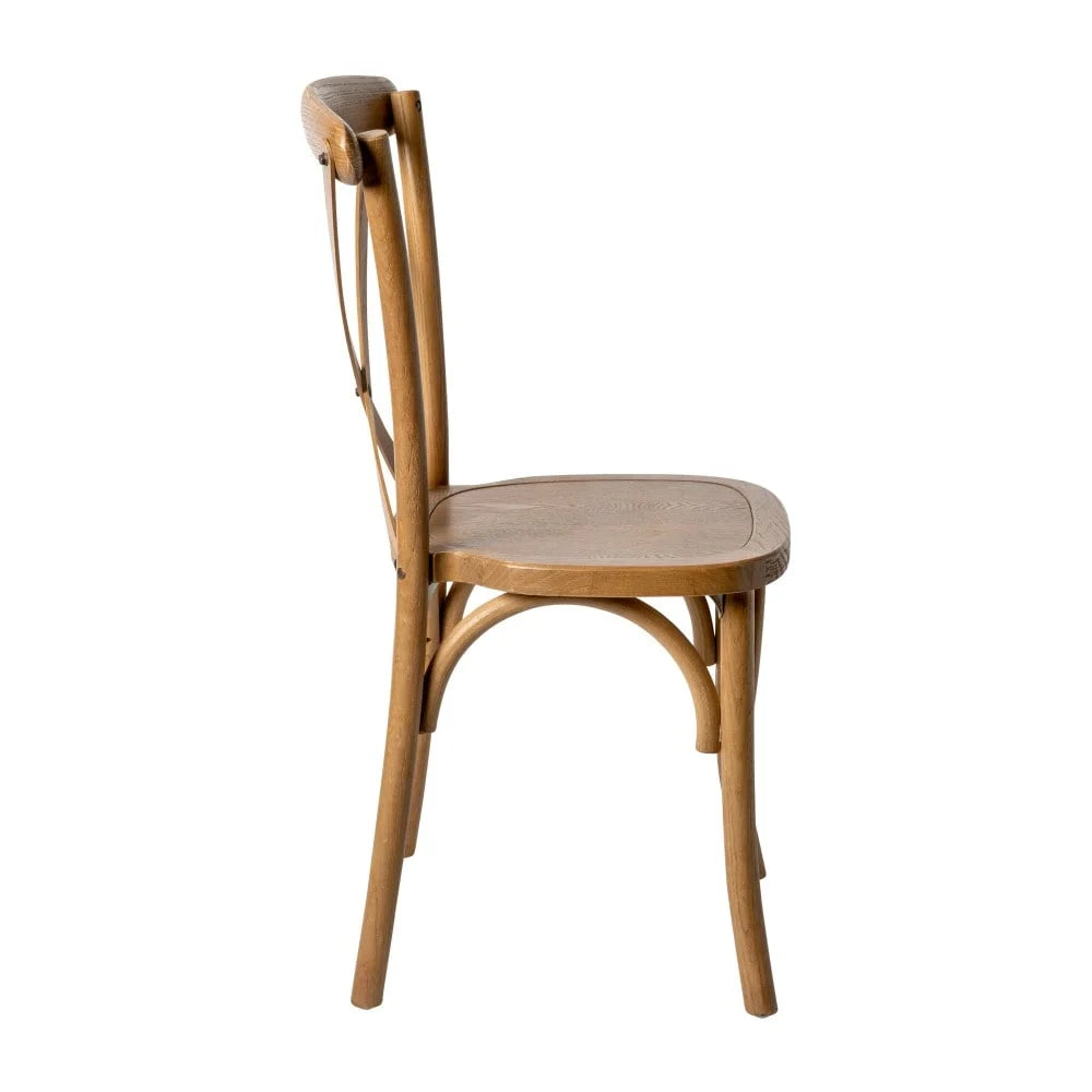 2 Pack Stackable Wood Cross Back Chair Pecan Wood Finish E66684