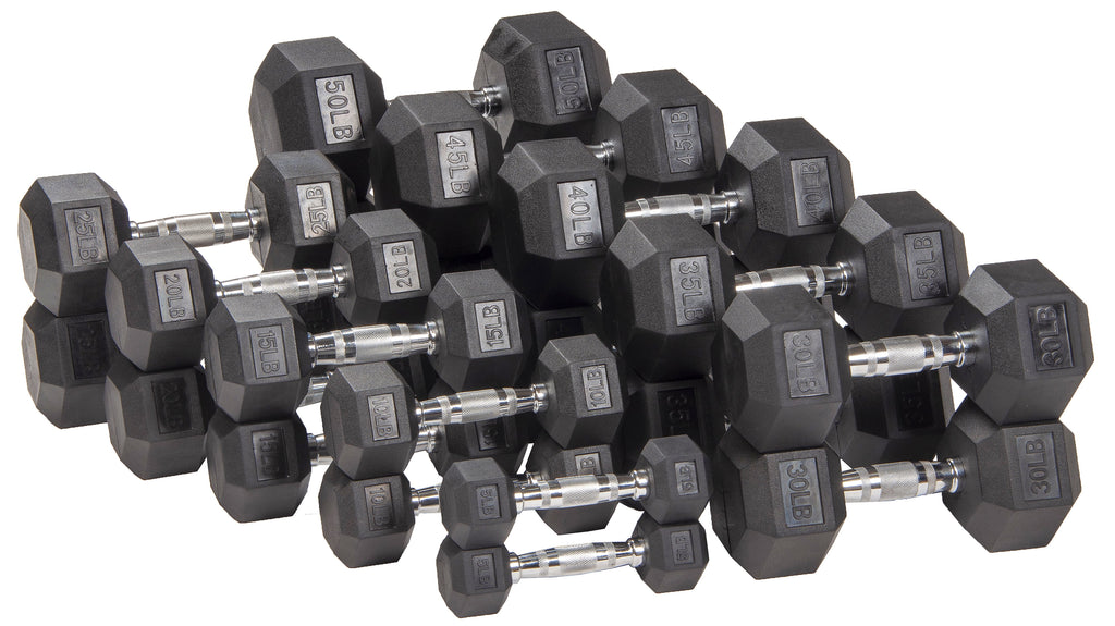 35LBs Rubber Encased Hex Dumbbell K775579