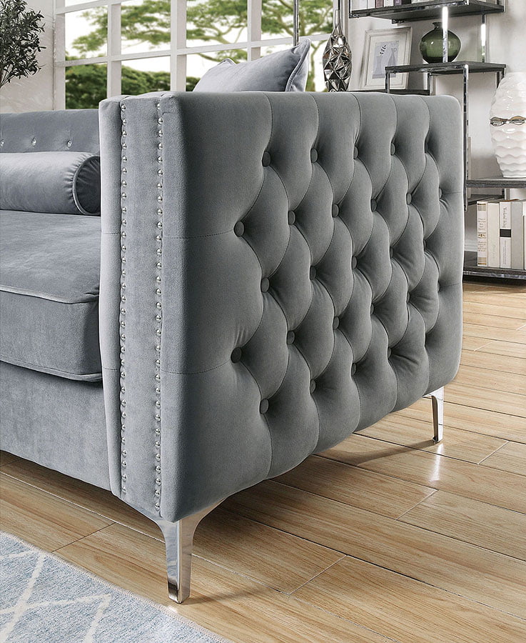 2pc Sectional Sofa Chaise with Storage Grey Flannelette Fabric E64672
