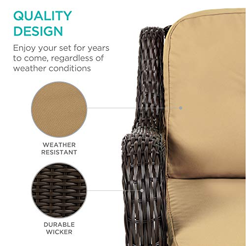 3-Piece Outdoor Wicker Patio Bistro Set with Swivel Rocking Chairs and Side Table U2438
