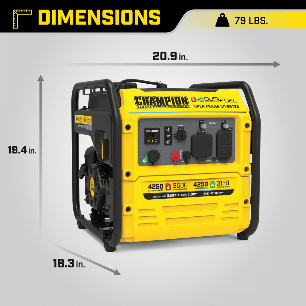 4250-Watt Dual Fuel Open Frame Inverter Generator K365