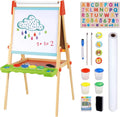 Wooden Easel with Magnetic Whiteboard, Chalkboard, Paper Roll O190