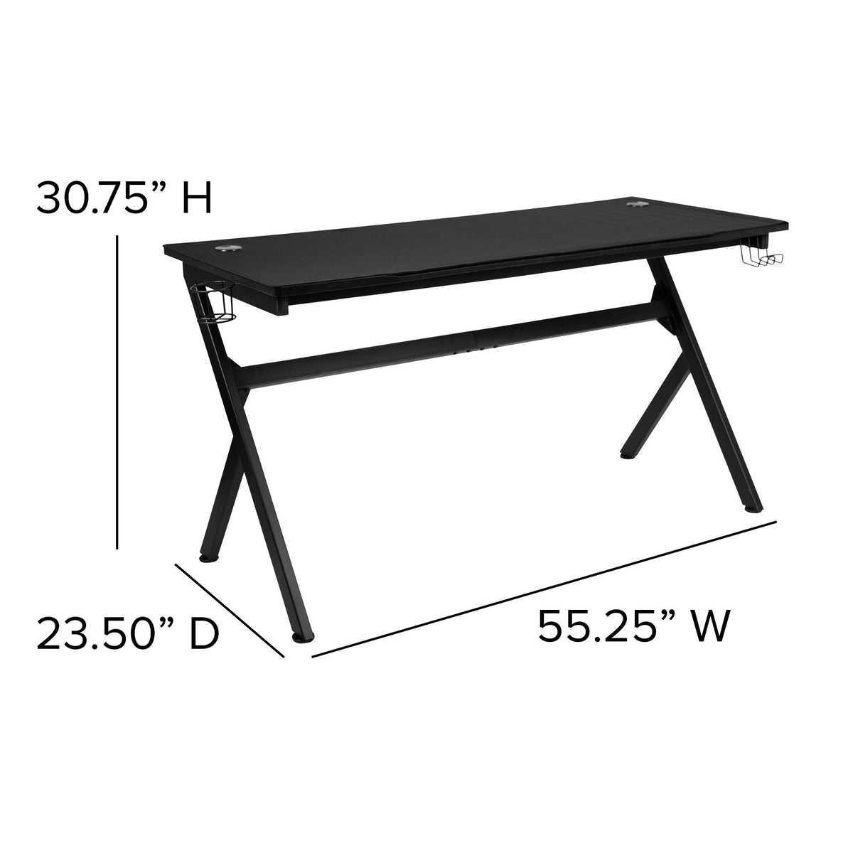 Gaming Desk and Reclining Gaming Chair Set with Cup Holder and Headphone Hook V352