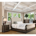 Brown Fabric Tufted 3-Piece Eastern King Bedroom Set Z54358