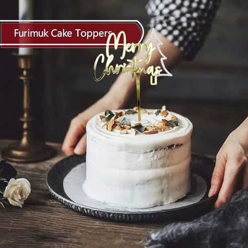 9 Pcs Gold Acrylic Christmas Cake Topper O37325