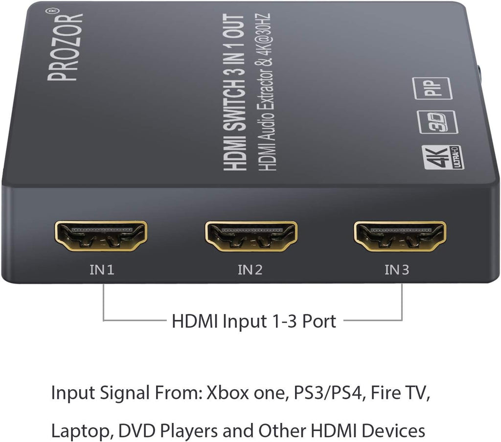 3 Port 4K HDMI Switch with Audio Extractor N220123