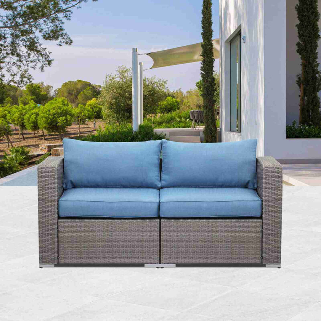 Blue Wicker Outdoor Loveseat Set Y3298
