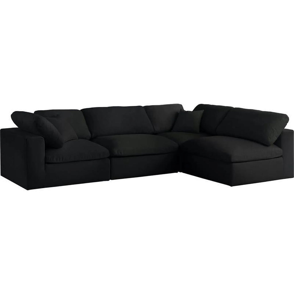 Black Linen Fabric Modular Sectional L604300