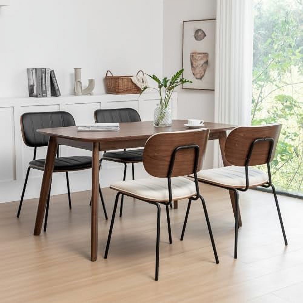 Faux Leather Walnut Dining Chairs with Ergonomic Backrest Upholstered Seat Y9767