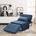 Navy Blue Linen Armless Sleeper Sofa Bed E113