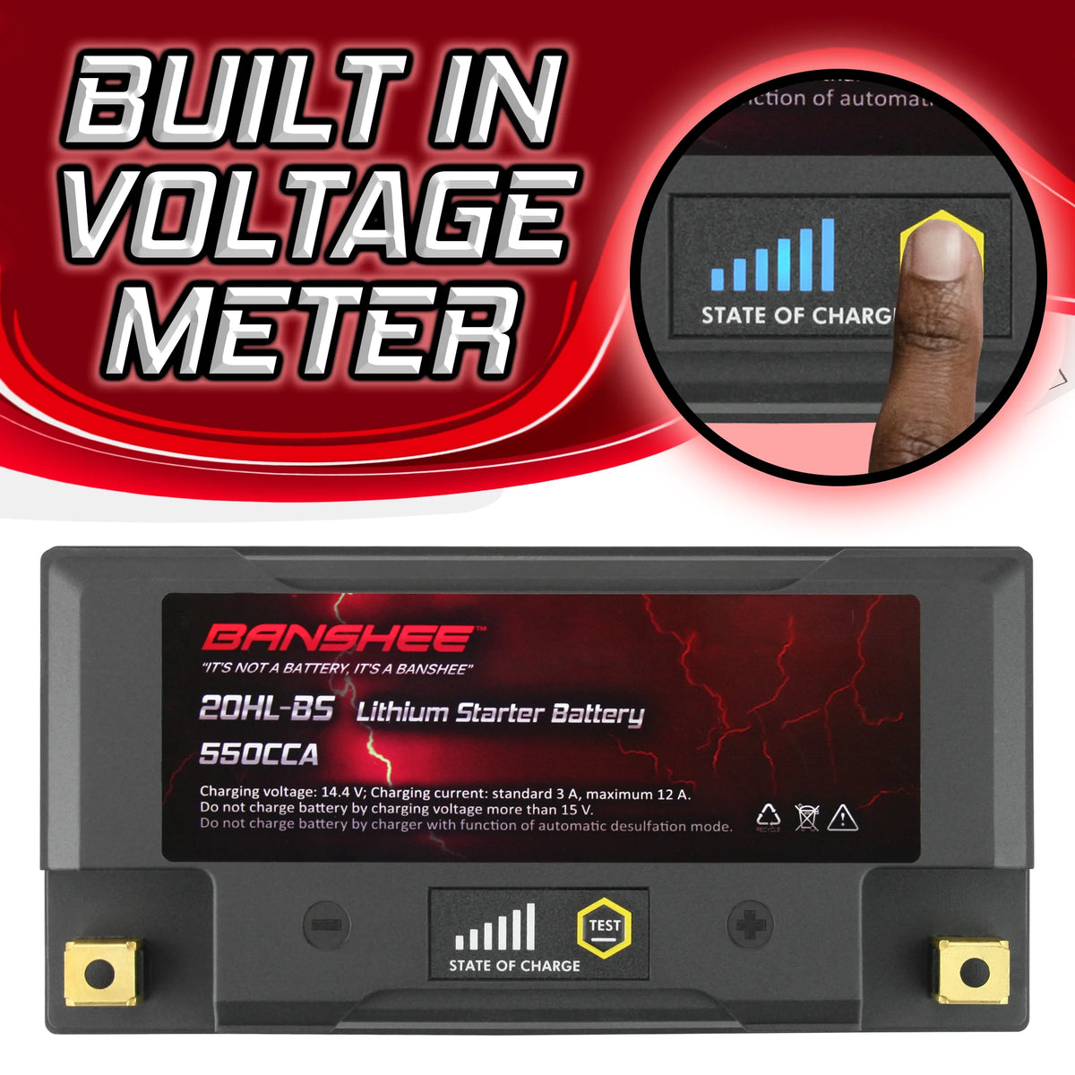 12V 18Ah 550CCA LiFePO4 Lithium Motorcycle Battery Y390853