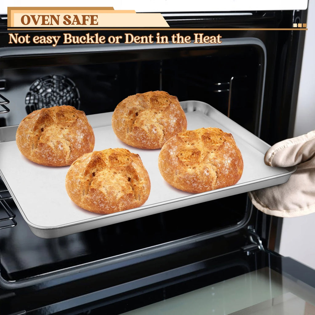 Stainless Steel Baking Sheet Set of 2 with 50 Parchment Papers, 16” x 12” x 1” X720