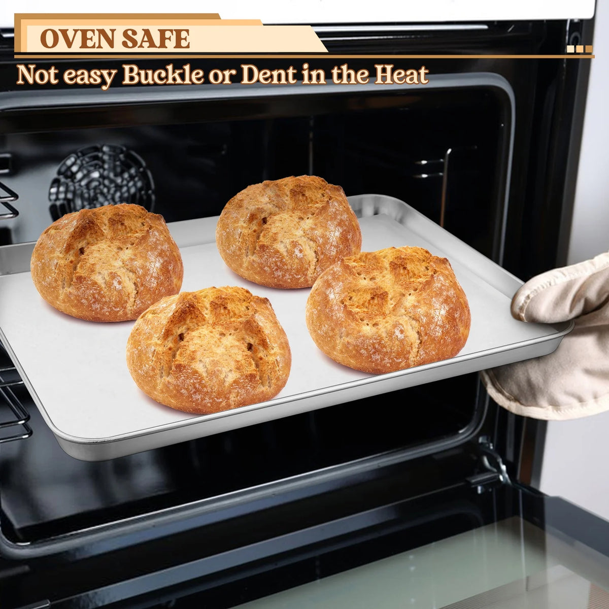 Stainless Steel Baking Sheet Set of 2 with 50 Parchment Papers, 16” x 12” x 1” X720