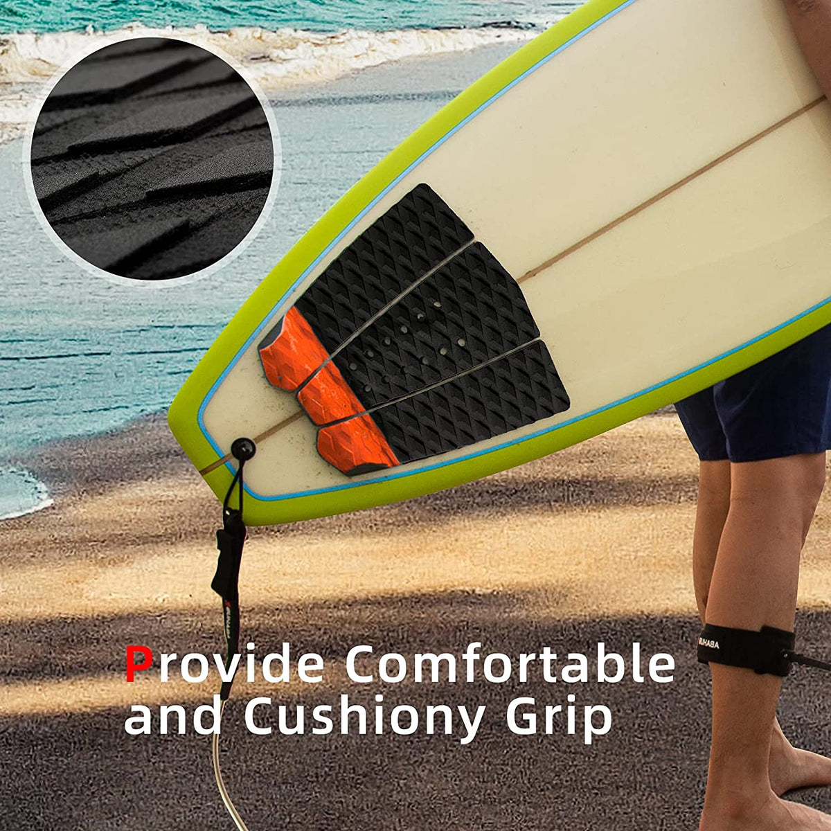 3 Piece EVA Surfboard Deck Traction Pads with Kicker E952560