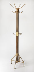 Wood & Antique Gold Coat Rack Tree K734099