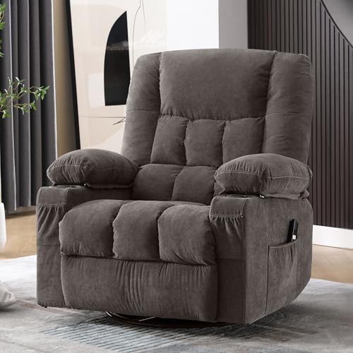 Oversized Swivel Rocker Recliner Chair with Massage and Heat P1279