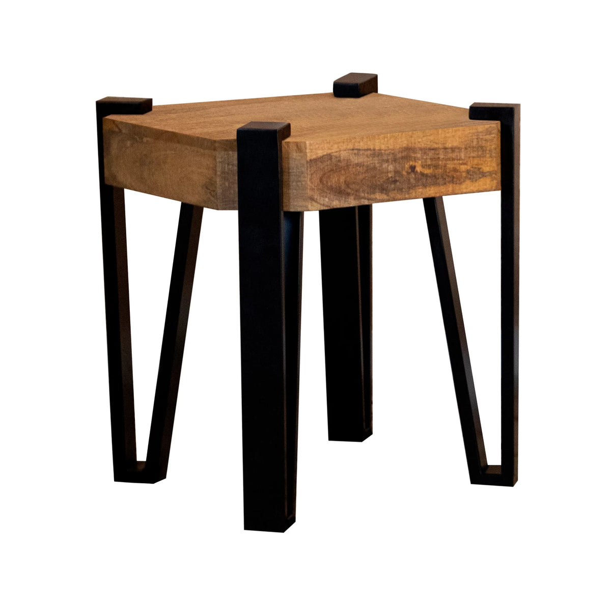 Wooden Square Top End Table Natural and Matte Black N5509