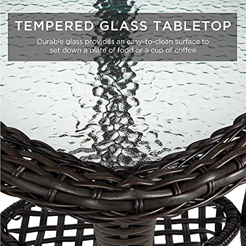 3-Piece Outdoor Wicker Patio Bistro Set with Swivel Rocking Chairs and Side Table U2438