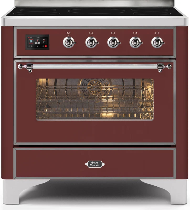 Burgundy 36 Induction Range with Electric Oven F408